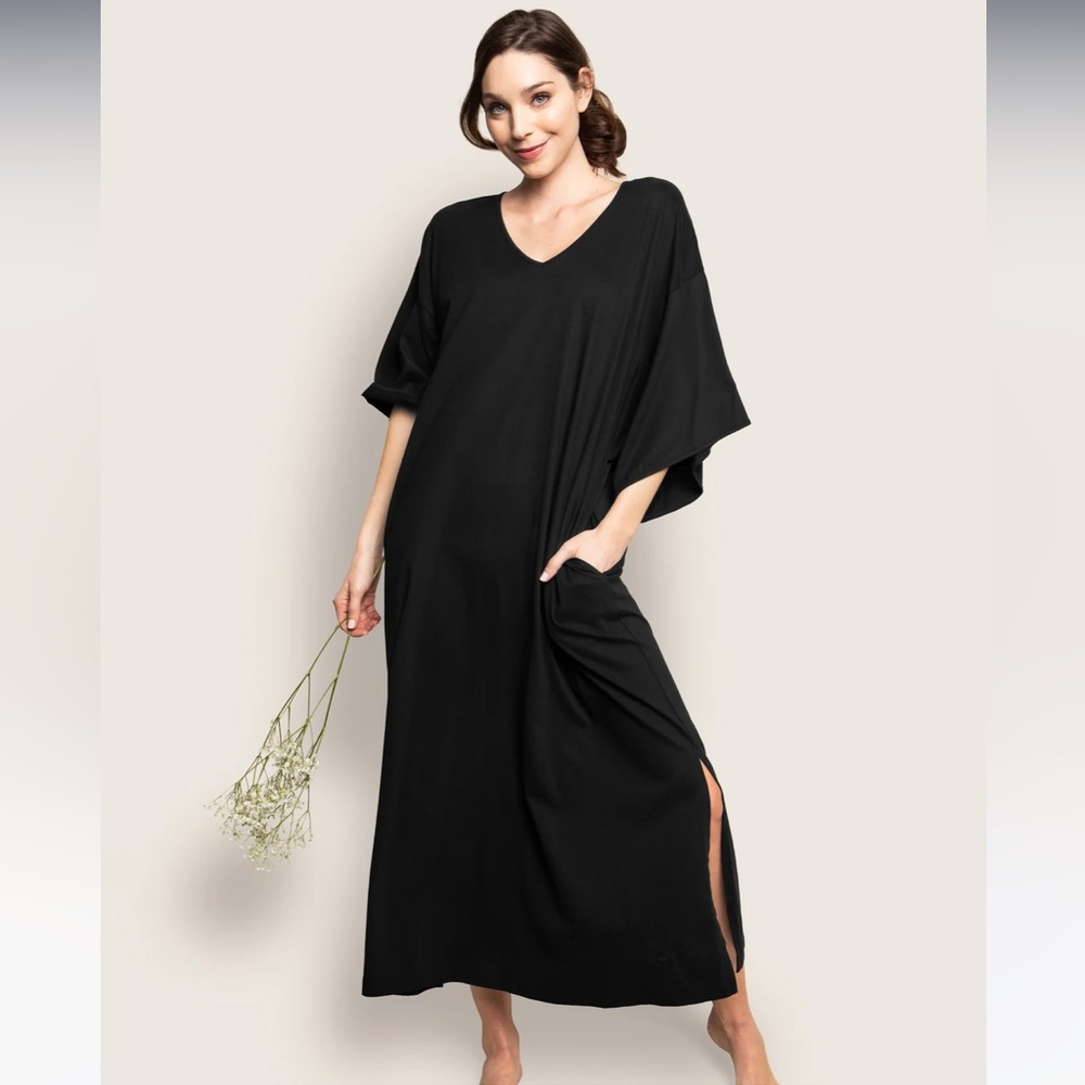 Petit Plume Women's Pima Caftan in Black Small